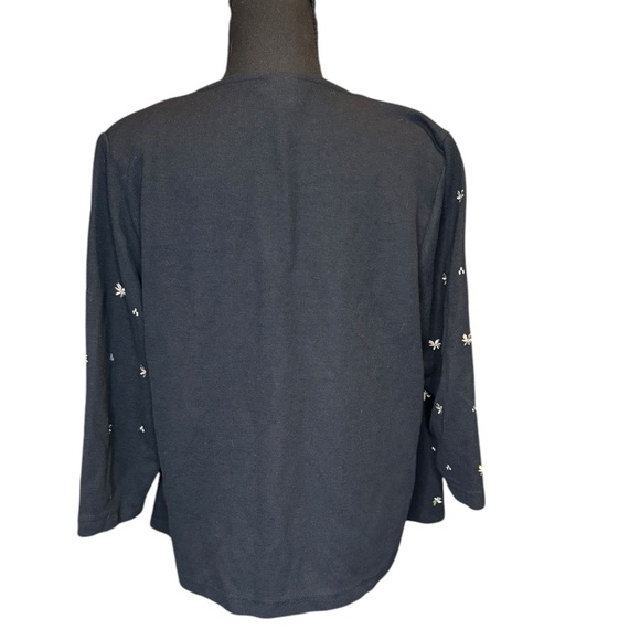 Vintage Teddi Women’s Cardigan with Built In Cami Embroidered Large Black 0074 - Picture 3 of 9